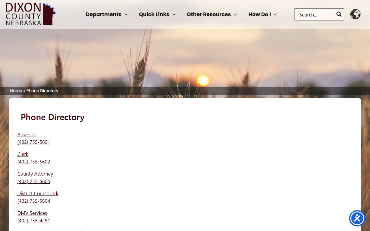 Dixon County inmate records phone directory for sheriff court and attorney offices