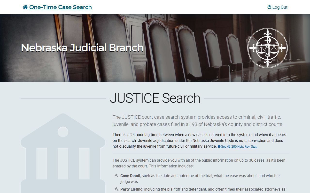 Nebraska JUSTICE case search for Dixon County court records after jail arrest